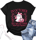 Halloween Breast Cancer Awareness Shirts Women Pink Ghost Shirt Pink Ribbons Cancer Care Gifts Short Sleeve Tee Top
