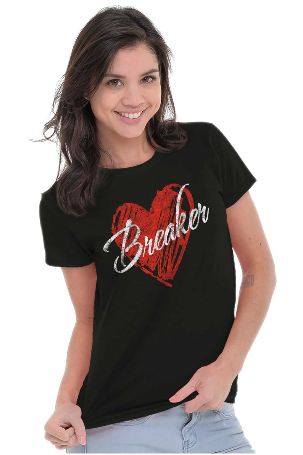 Heartbreaker Funny Valentines Day Womens Slim Fit Graphic Tee Brisco Brands L