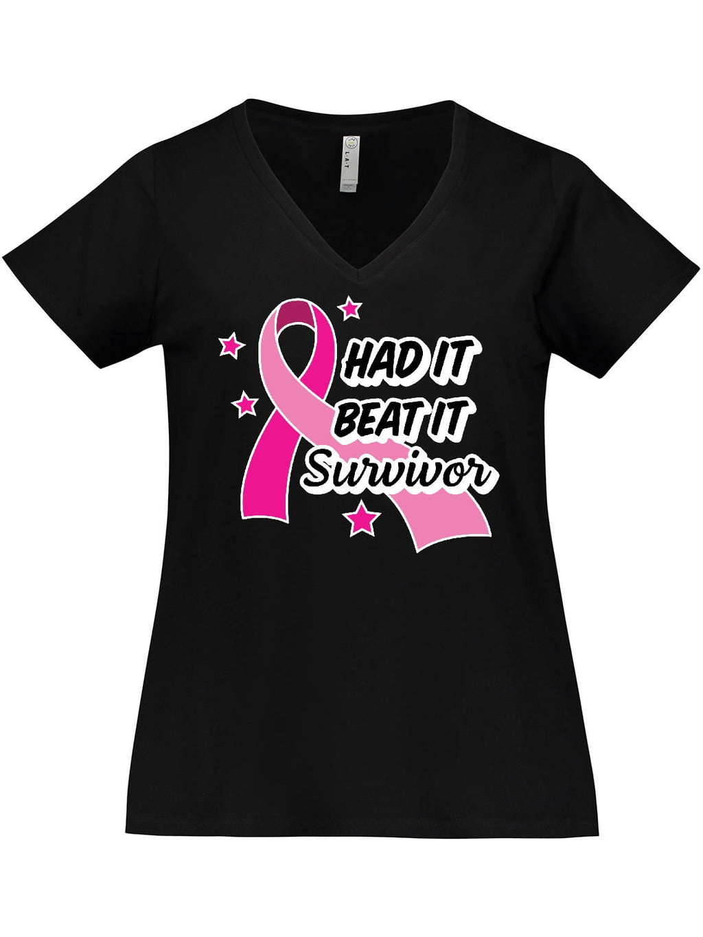 Inktastic Breast Cancer Awareness Had It Beat It Survivor Women's Plus Size V-Neck T-Shirt