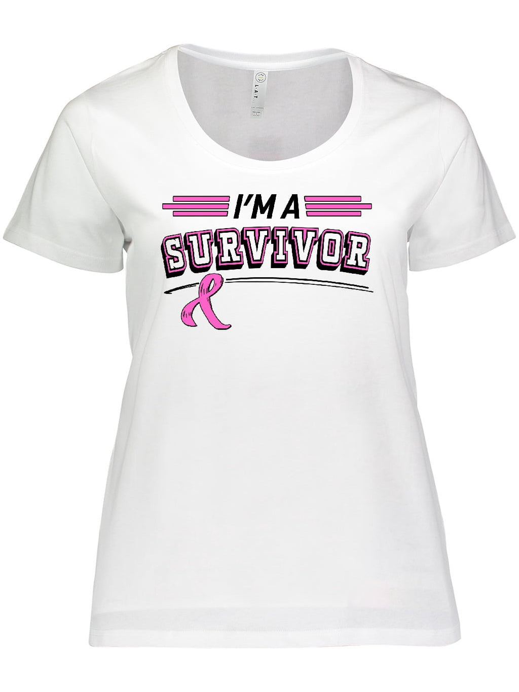 Inktastic I'm a Survivor Breast Cancer Awareness with Ribbon Women's Plus Size T-Shirt