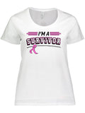 Inktastic I'm a Survivor Breast Cancer Awareness with Ribbon Women's Plus Size T-Shirt