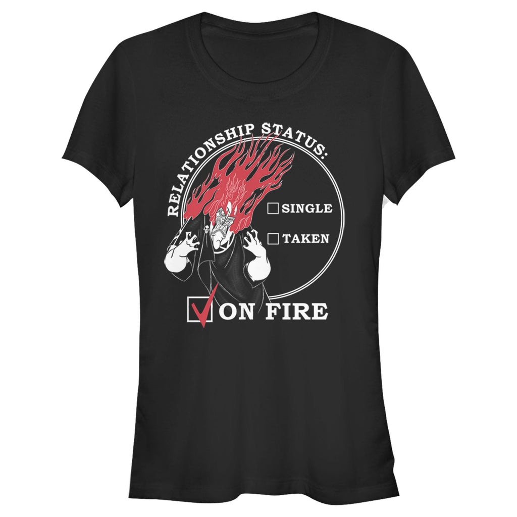 Junior's Hercules Hades Valentine's Day Status, ON FIRE! Graphic Tee Black Medium