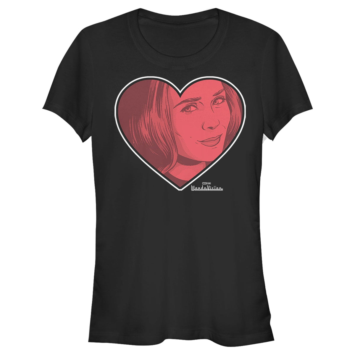 Junior's Marvel WandaVision Valentine's Day Wanda Love Graphic Tee Black Medium