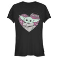 Junior's Star Wars: The Mandalorian Valentine's Day The Child Heart Portrait Graphic Tee Black Medium