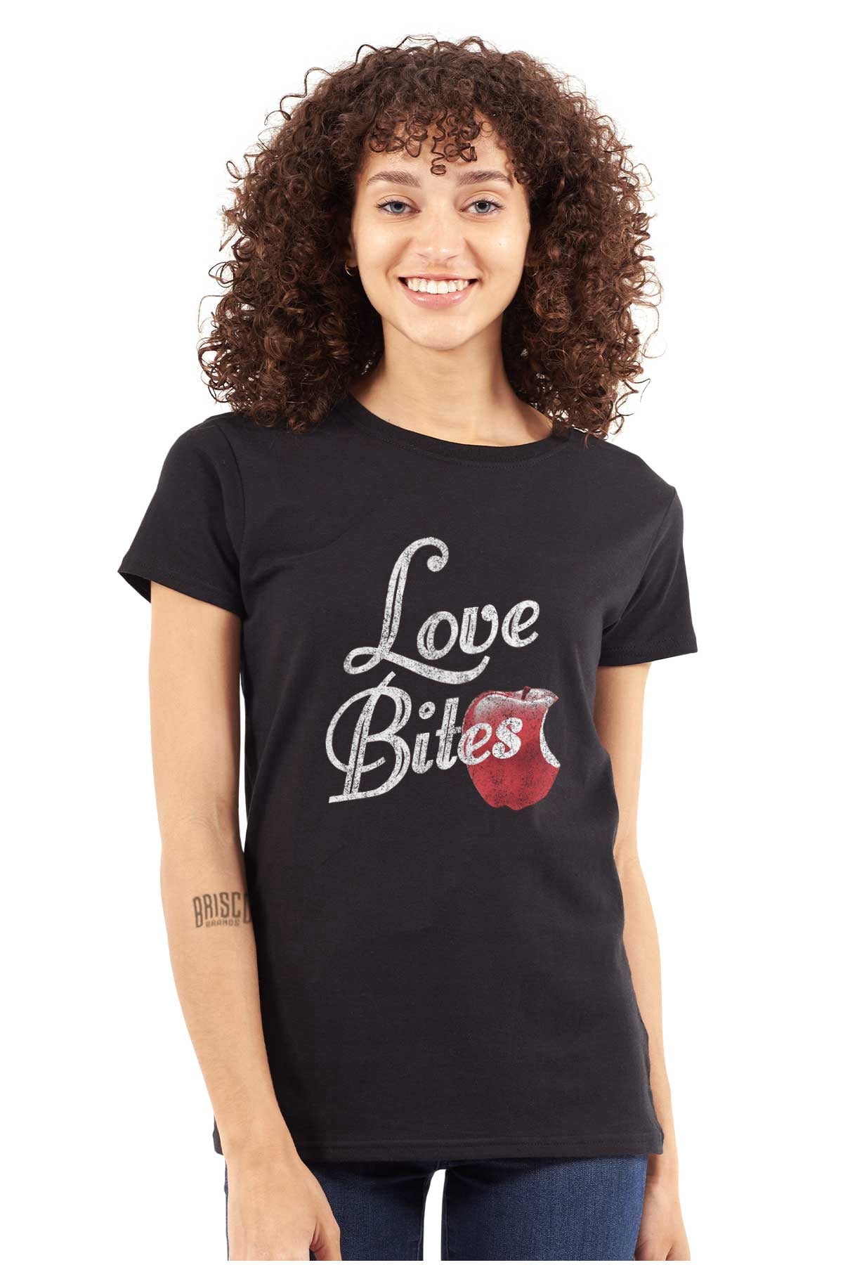 Love Bites Funny Single Valentine Day Womens Slim Fit Graphic Tee Brisco Brands S