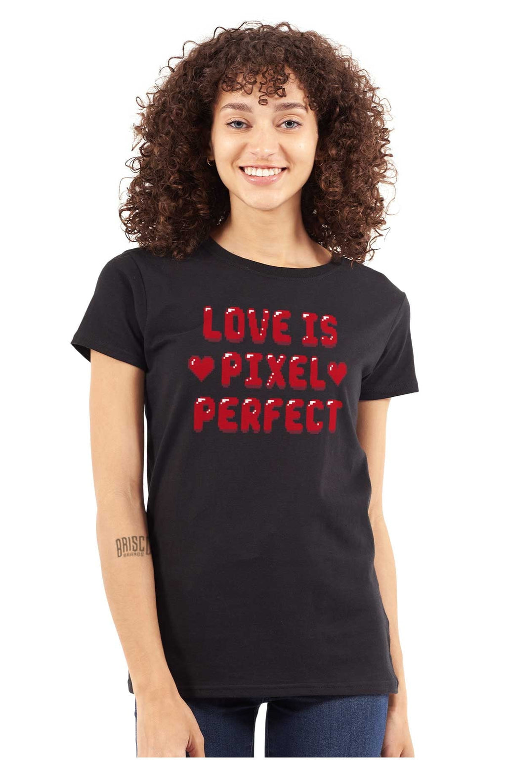 Love Pixel Perfect Valentines Day Womens Slim Fit Graphic Tee Brisco Brands X