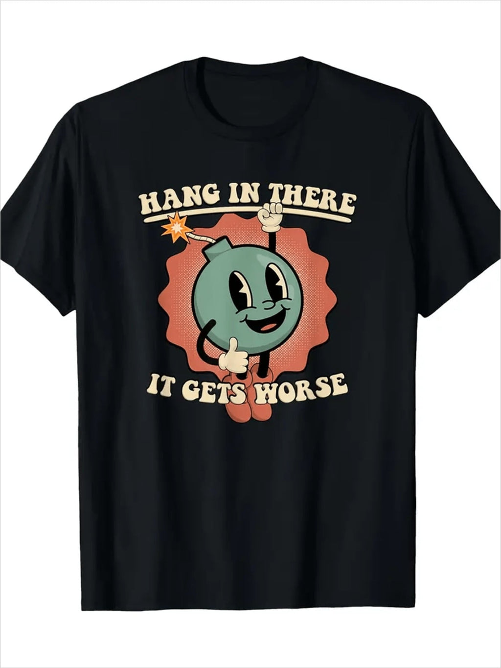Men's Graphic Tee, Unisex Performance Cotton Short Sleeve Tops, Funny Graphic Tees Gifts T-Shirt Black C M
