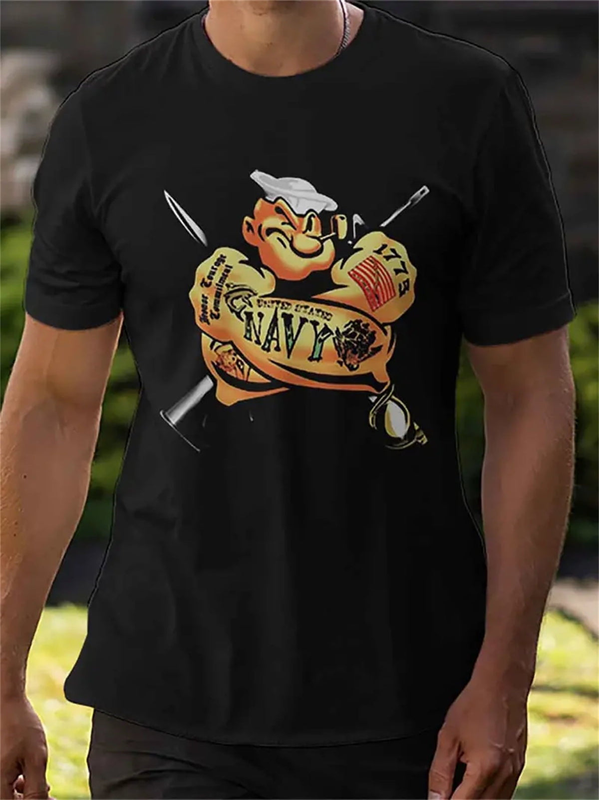 Men's Graphic Tee, Unisex Performance Cotton Short Sleeve Tops, Funny Graphic Tees Gifts T-Shirt Black C M