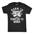 Mens Funny T Shirts Born to Game Forced to Work Sarcastic Video Gaming Tee for Men Graphic Tees