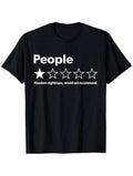 【New Arrival】Funny One Star People Review Introvert Meme Graphic T-Shirt, Unisex Cotton Crew Neck Sarcastic Anti-Social Casual Tee, Sarcasm Novelty Gift