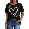 Nmnitkp Womens Tops Casual Crewneck Tee - Valentines Day Graphic Short Sleeve T-Shirt Black,S