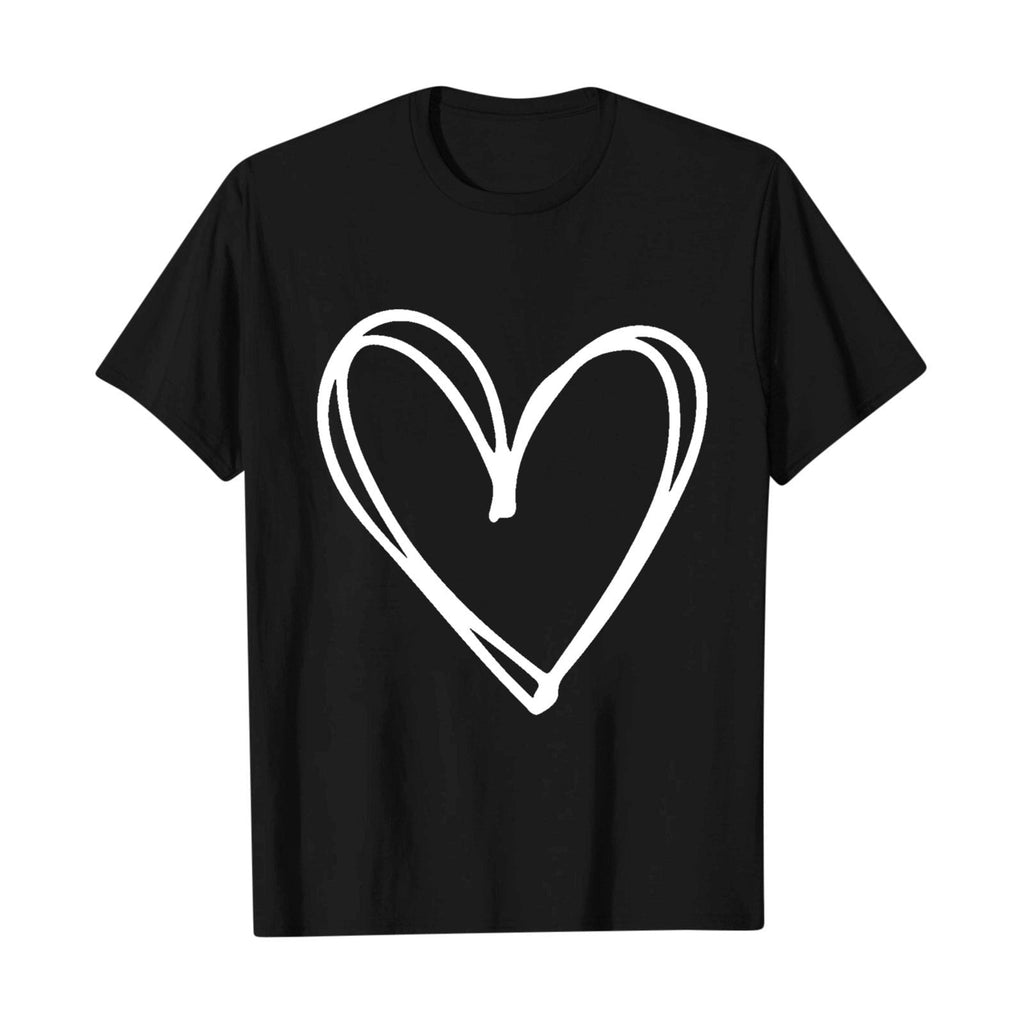 Posijego Valentine's Day Shirt for Women Heart Printed Graphic Tees Summer Short Sleeve Casual Tops