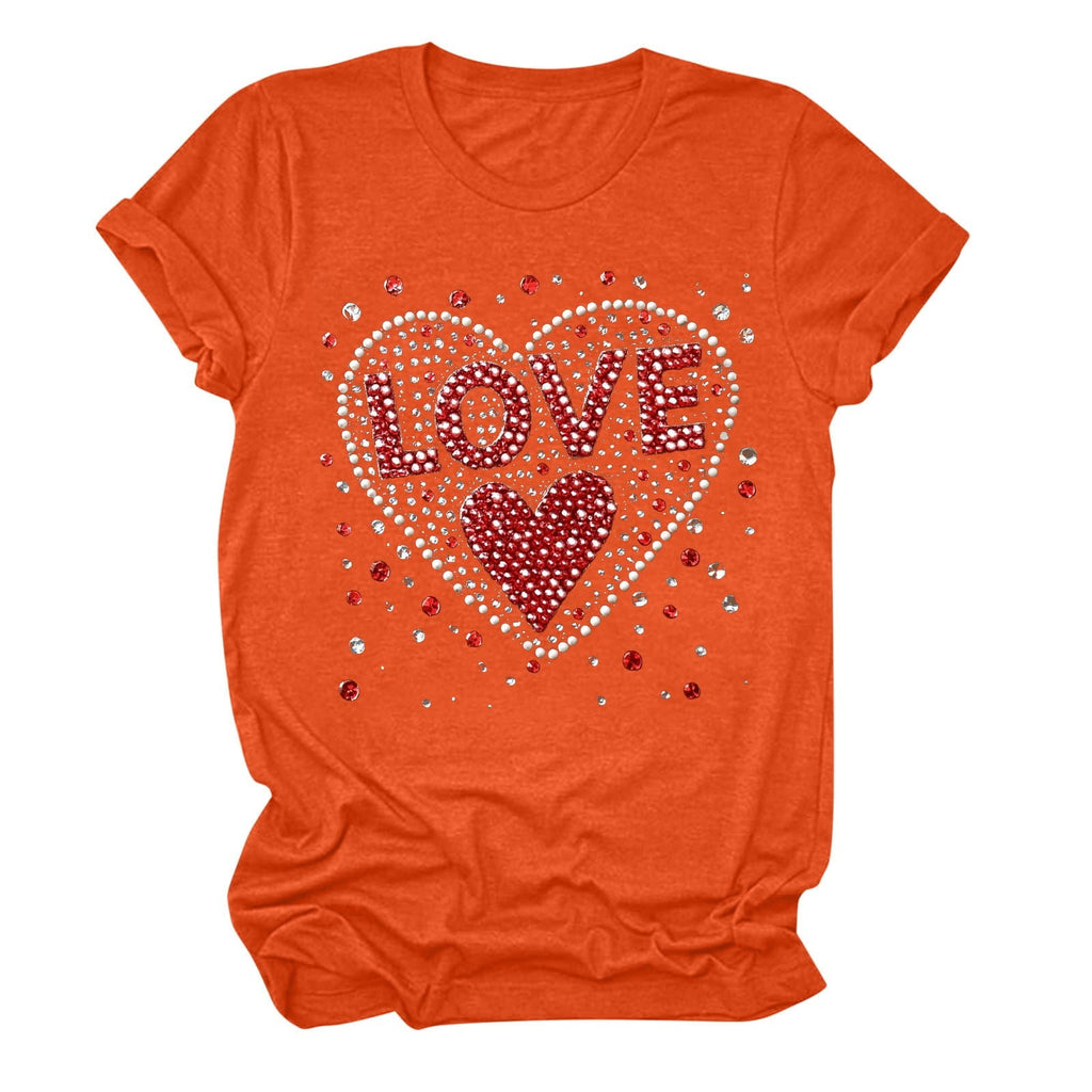 Tbopshirt Valentine's Day T-Shirts for Women Short Sleeve Graphic Tees, Plus Size Womens Tops,Valentines Day Fashion Printed T-shirt S-XXXL