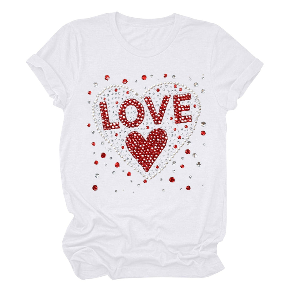 Tbopshirt Valentine's Day T-Shirts for Women Short Sleeve Graphic Tees, Plus Size Womens Tops,Valentines Day Fashion Printed T-shirt S-XXXL