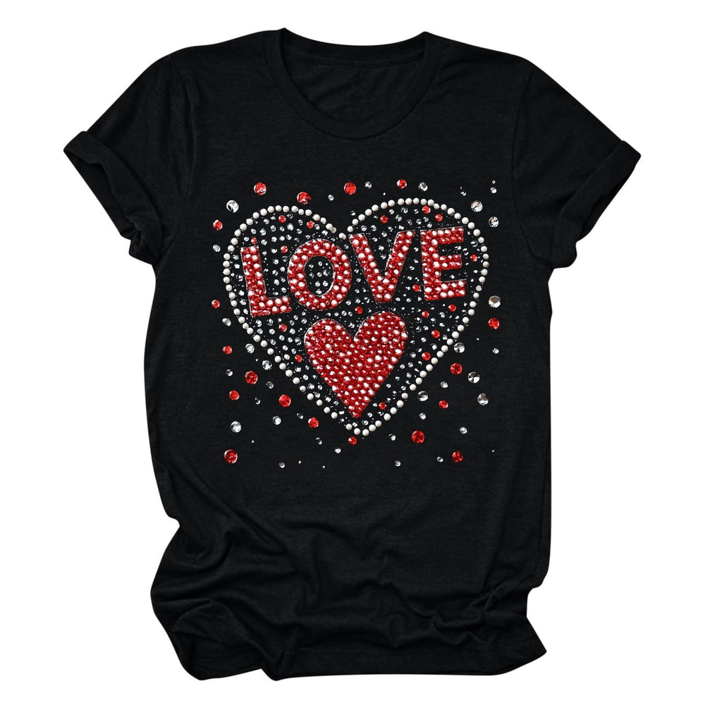 Tbopshirt Valentine's Day T-Shirts for Women Short Sleeve Graphic Tees, Plus Size Womens Tops,Valentines Day Fashion Printed T-shirt S-XXXL