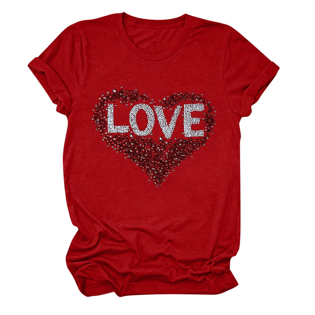 Tbopshirt Valentine's Day T-Shirts for Women Short Sleeve Graphic Tees, Plus Size Womens Tops,Valentines Day Fashion Printed T-shirt S-XXXL