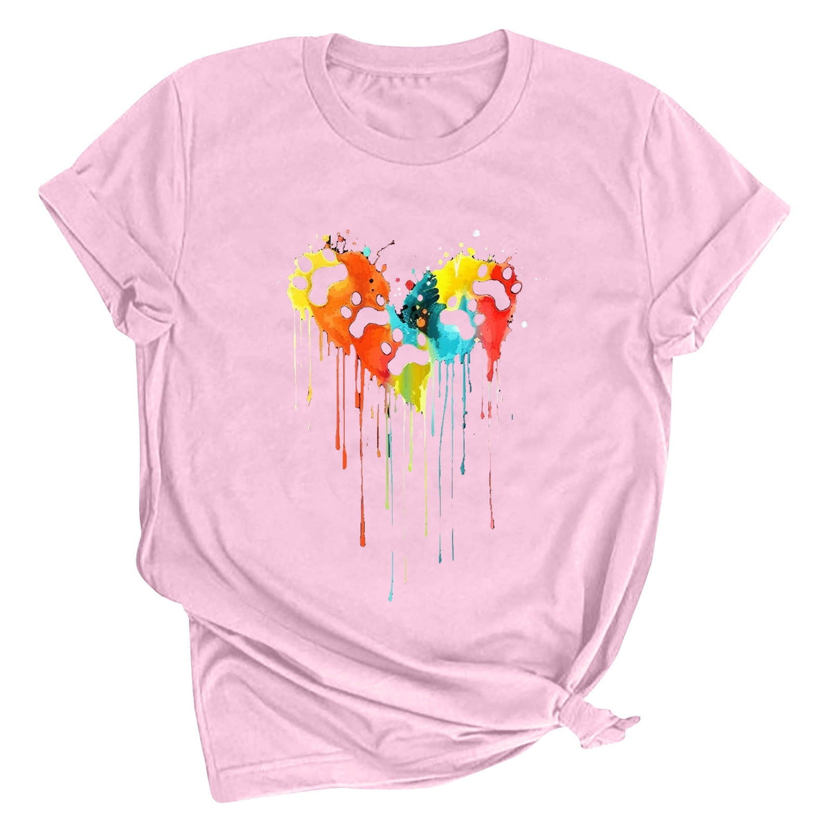 Tbopshirt Valentine's Day T-Shirts for Women Short Sleeve Graphic Tees, Printing Love Heart Round Neck Plus Size Womens Tops S-XXXL