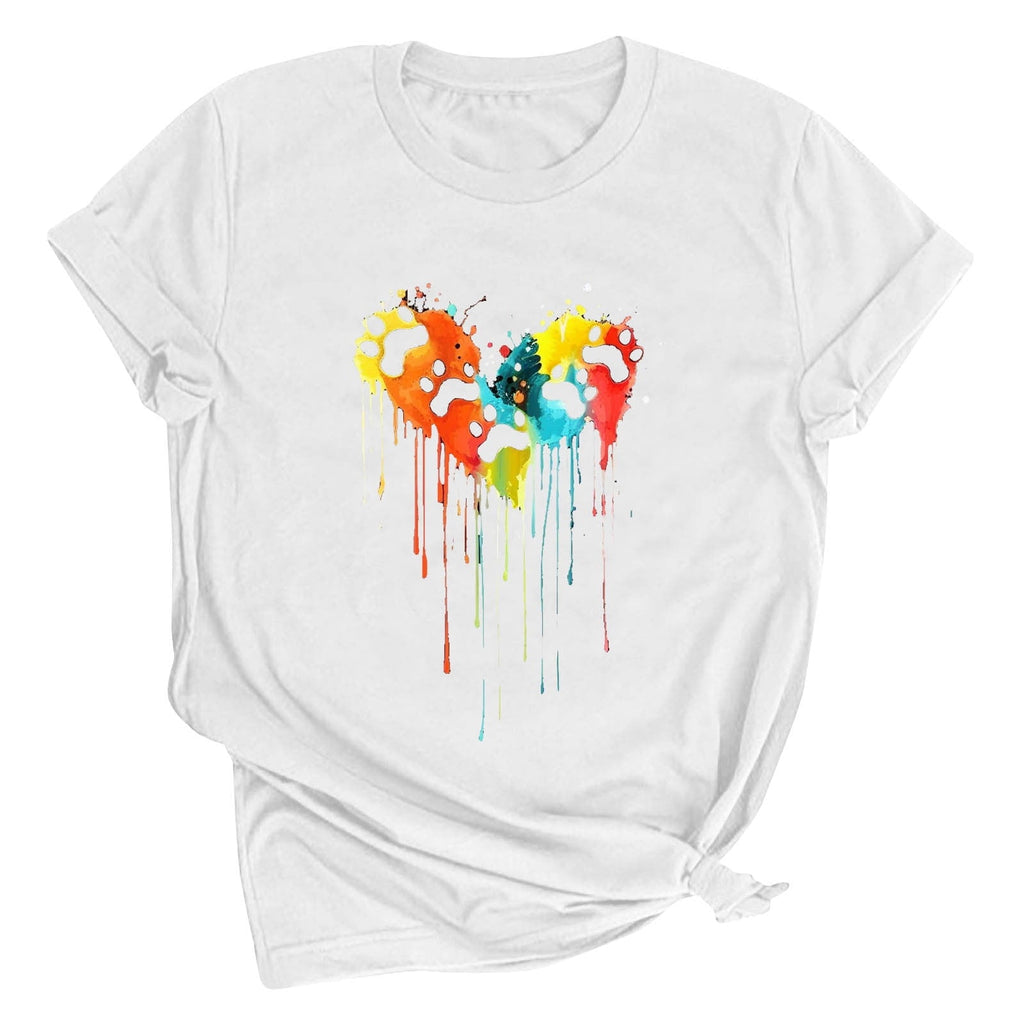 Tbopshirt Valentine's Day T-Shirts for Women Short Sleeve Graphic Tees, Printing Love Heart Round Neck Plus Size Womens Tops S-XXXL