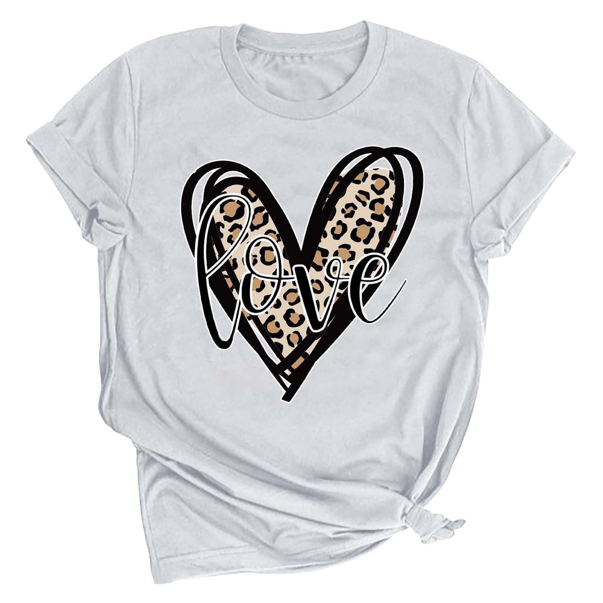 Tbopshirt Valentine's Day T-Shirts for Women Short Sleeve Graphic Tees, Printing Love Heart Round Neck Plus Size Womens Tops S-XXXL