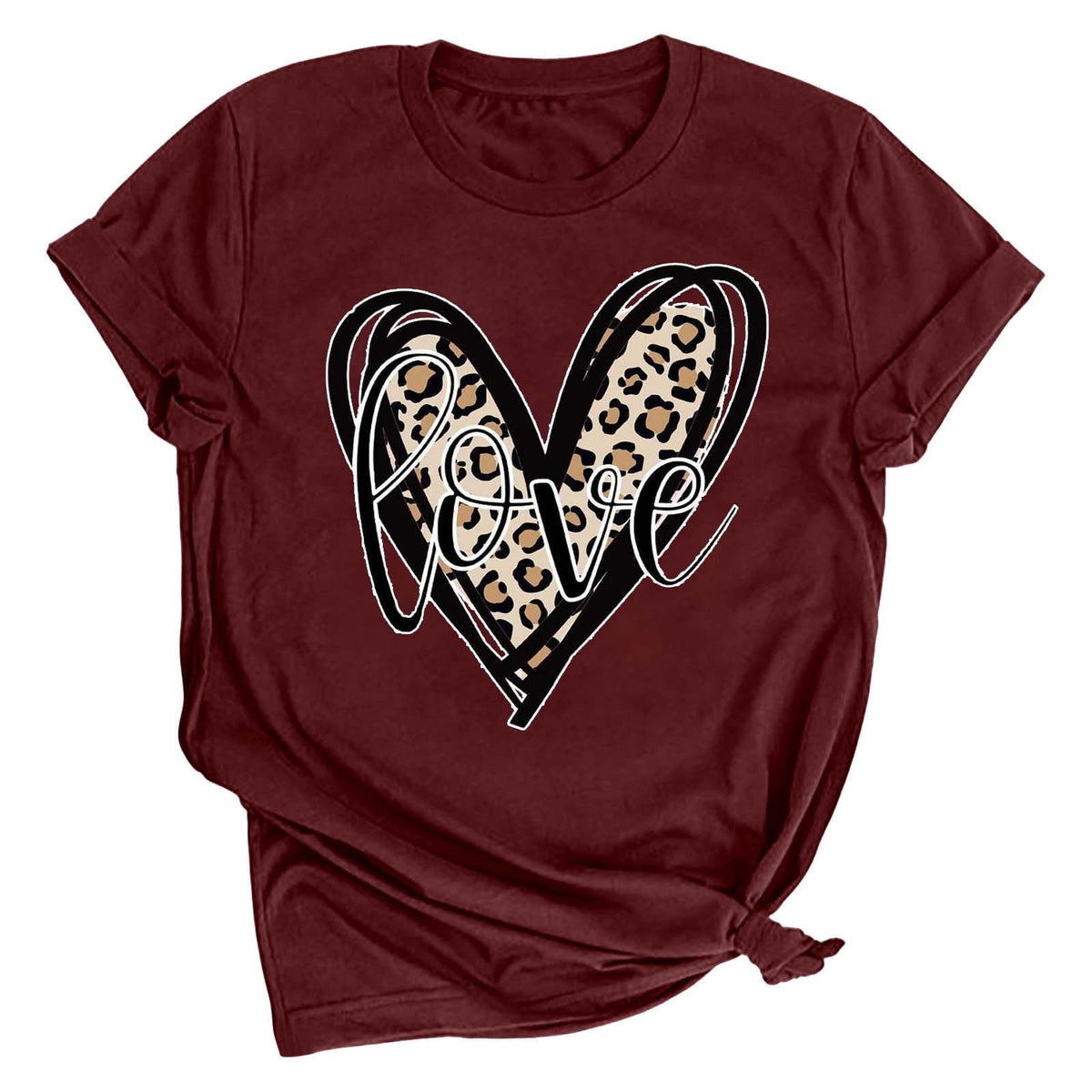 Tbopshirt Valentine's Day T-Shirts for Women Short Sleeve Graphic Tees, Printing Love Heart Round Neck Plus Size Womens Tops S-XXXL