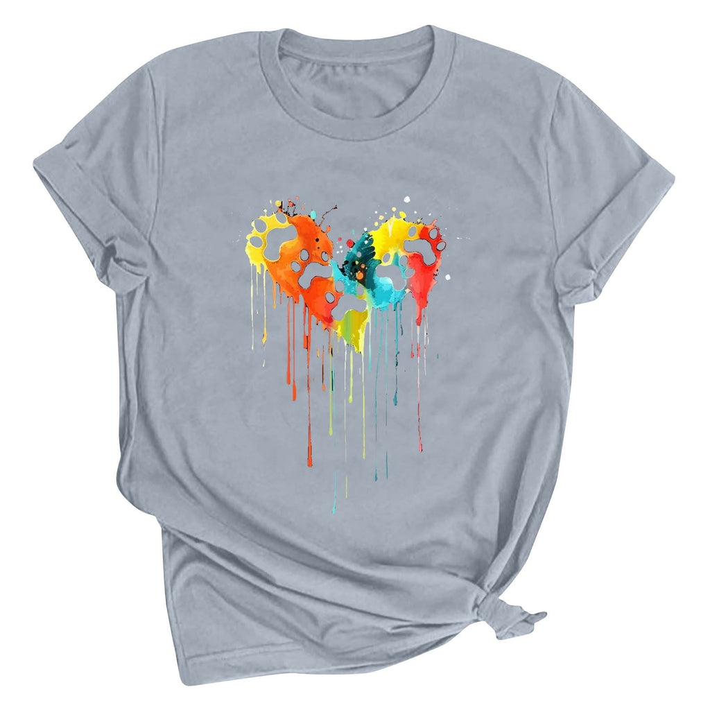 Tbopshirt Valentine's Day T-Shirts for Women Short Sleeve Graphic Tees, Printing Love Heart Round Neck Plus Size Womens Tops S-XXXL