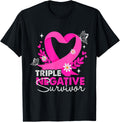 Triple Negative Survivor Breast Cancer Awareness Girls Women T-ShirtMen and women can wear, black T-shirts, gifts. Age: M,L，XL 2XL, 3XL, 411XL