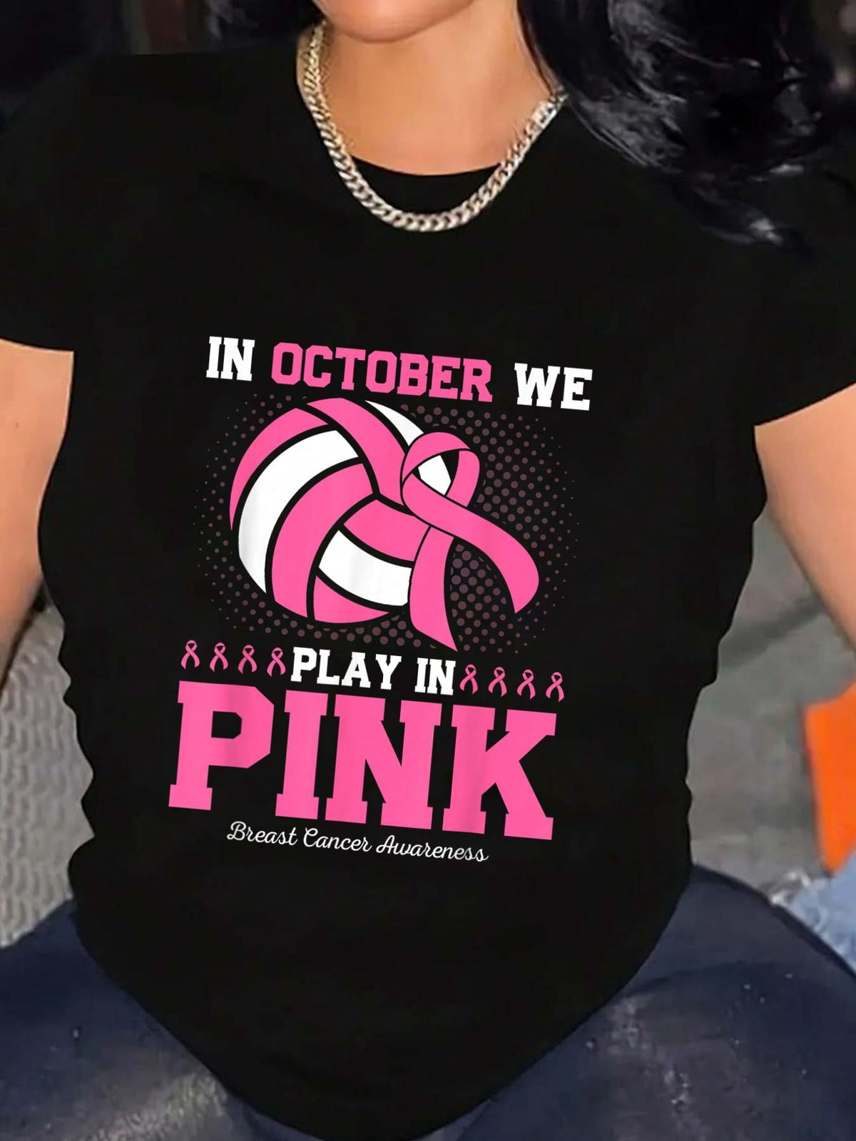 Volleyball Play In Pink Breast Cancer Awareness T-Shirt
