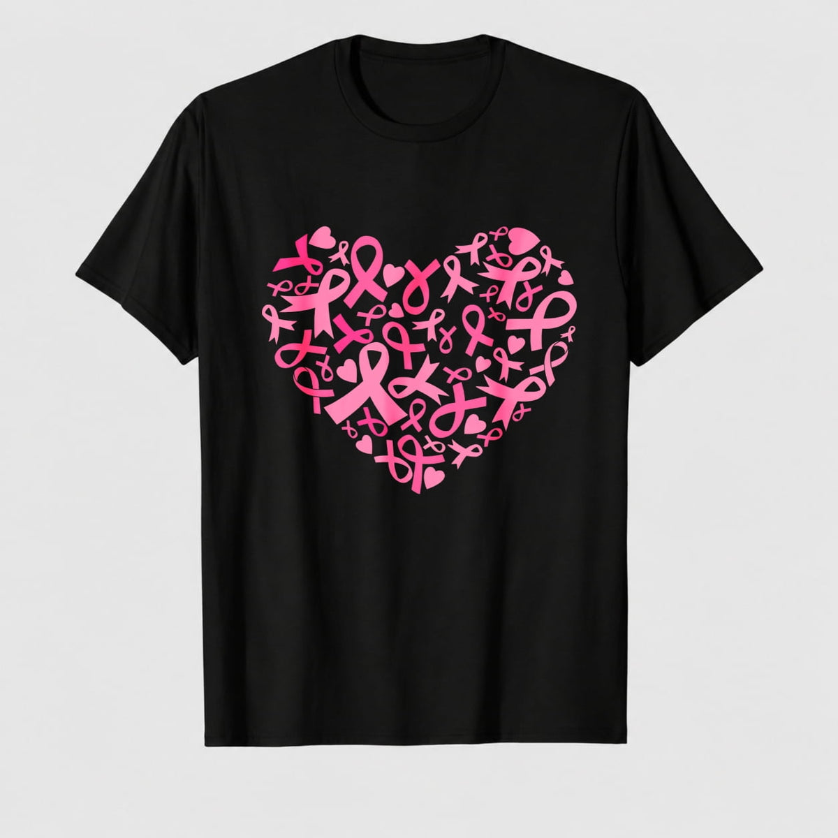 Women's Breast Cancer Awareness Strong Choice Ribbon Graphic T-Shirt, 100% Cotton Short Sleeve Shirt