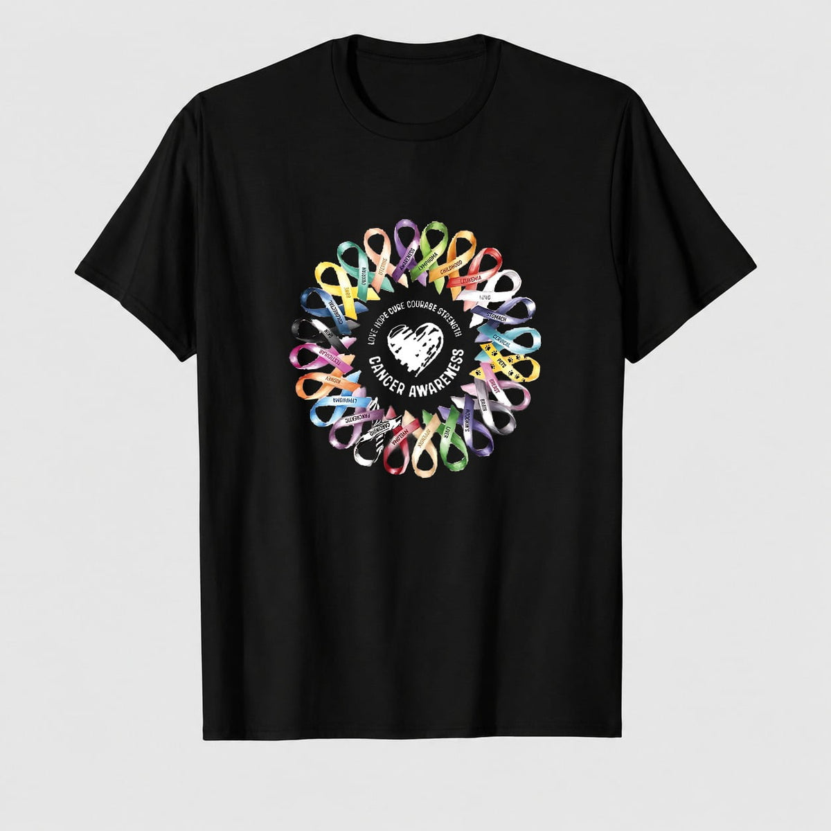 Women's Breast Cancer Awareness Strong Choice Ribbon Graphic T-Shirt, 100% Cotton Short Sleeve Shirt