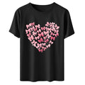 Womens Valentines Tshirts Cute Heart Valentine Day Graphic Tee Tops Summer Short Sleeve Casual Tees Pullover, 2XL Black