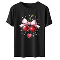 Womens Valentines Tshirts Cute Love Valentine Day Graphic Tees Summer Short Sleeve Casual Tees Pullover, 2XL Black
