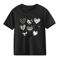 Xdegoge Kids Girls Black & White Hearts T-Shirt, Stylish Graphic Tee for Toddlers, Babies, Kids, Teens, Suitable for Valentine’s Day, Casual Wear, and Seasonal Events 3-10Y