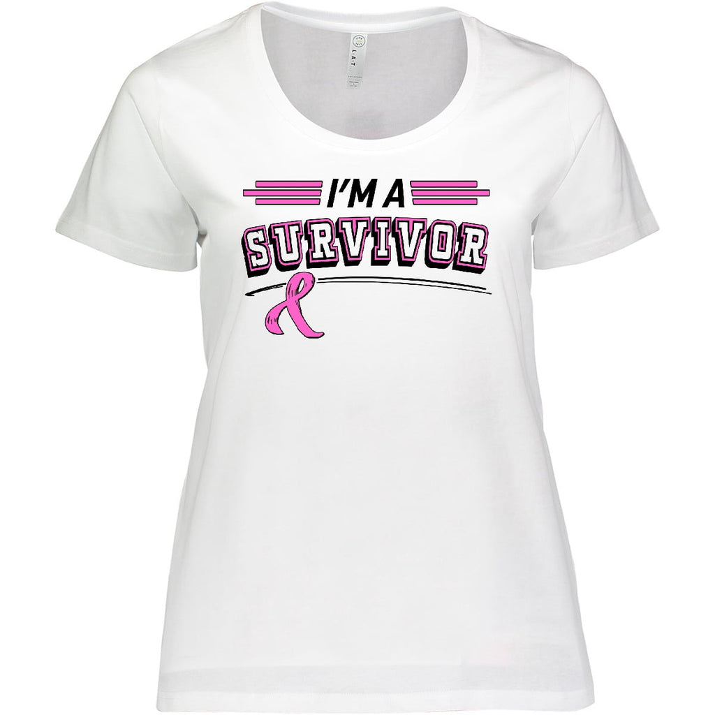 Inktastic I'm a Survivor Breast Cancer Awareness with Ribbon Women's Plus Size T-Shirt