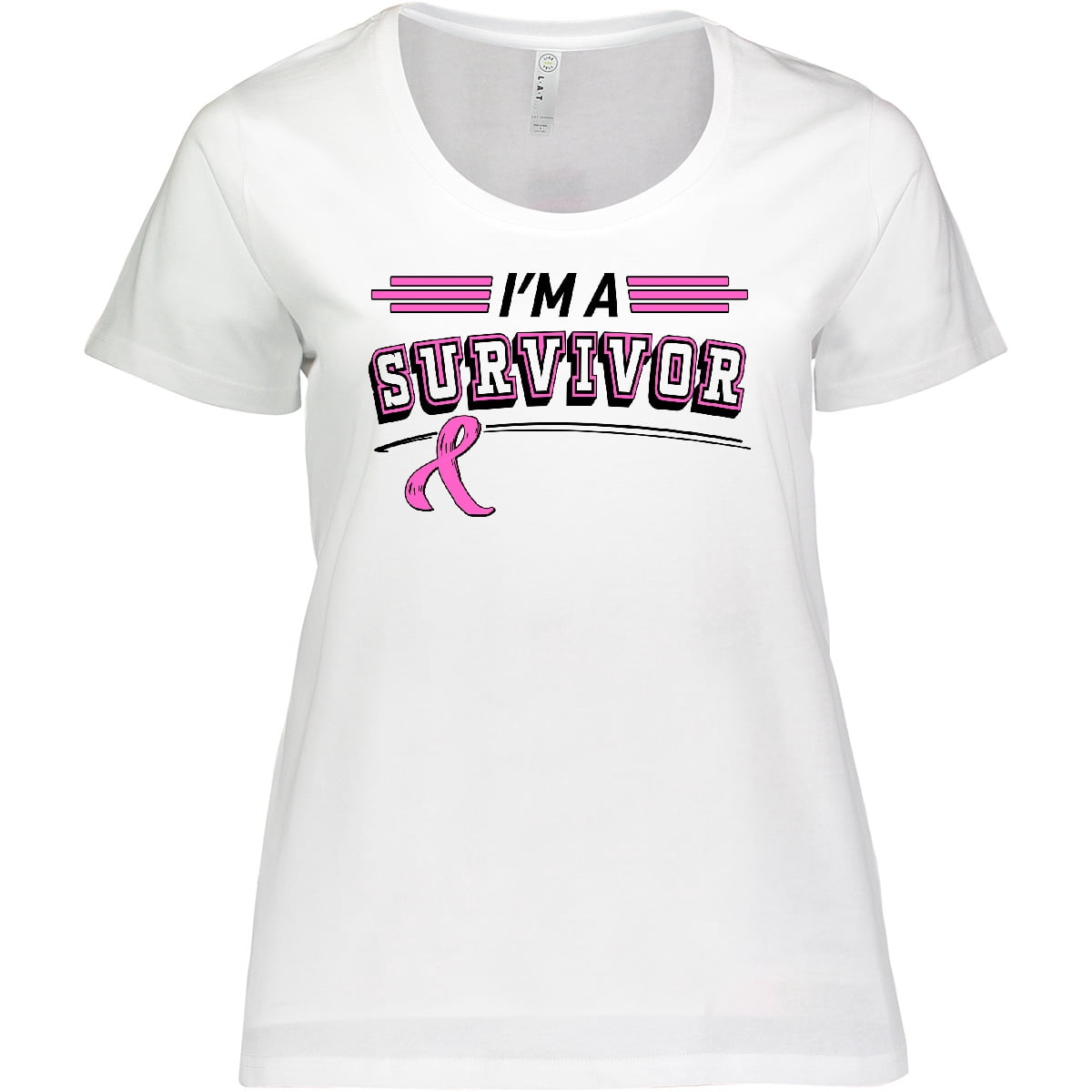 Inktastic I'm a Survivor Breast Cancer Awareness with Ribbon Women's Plus Size T-Shirt