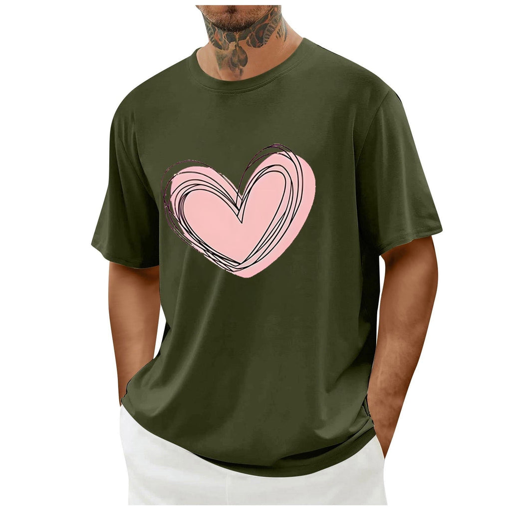 biudgviw Men's Valentines Day Shirt Short Sleeve Casual Printed Graphic Tee Tops Crewneck Lightweight Loose Fit T-Shirt S-XXL