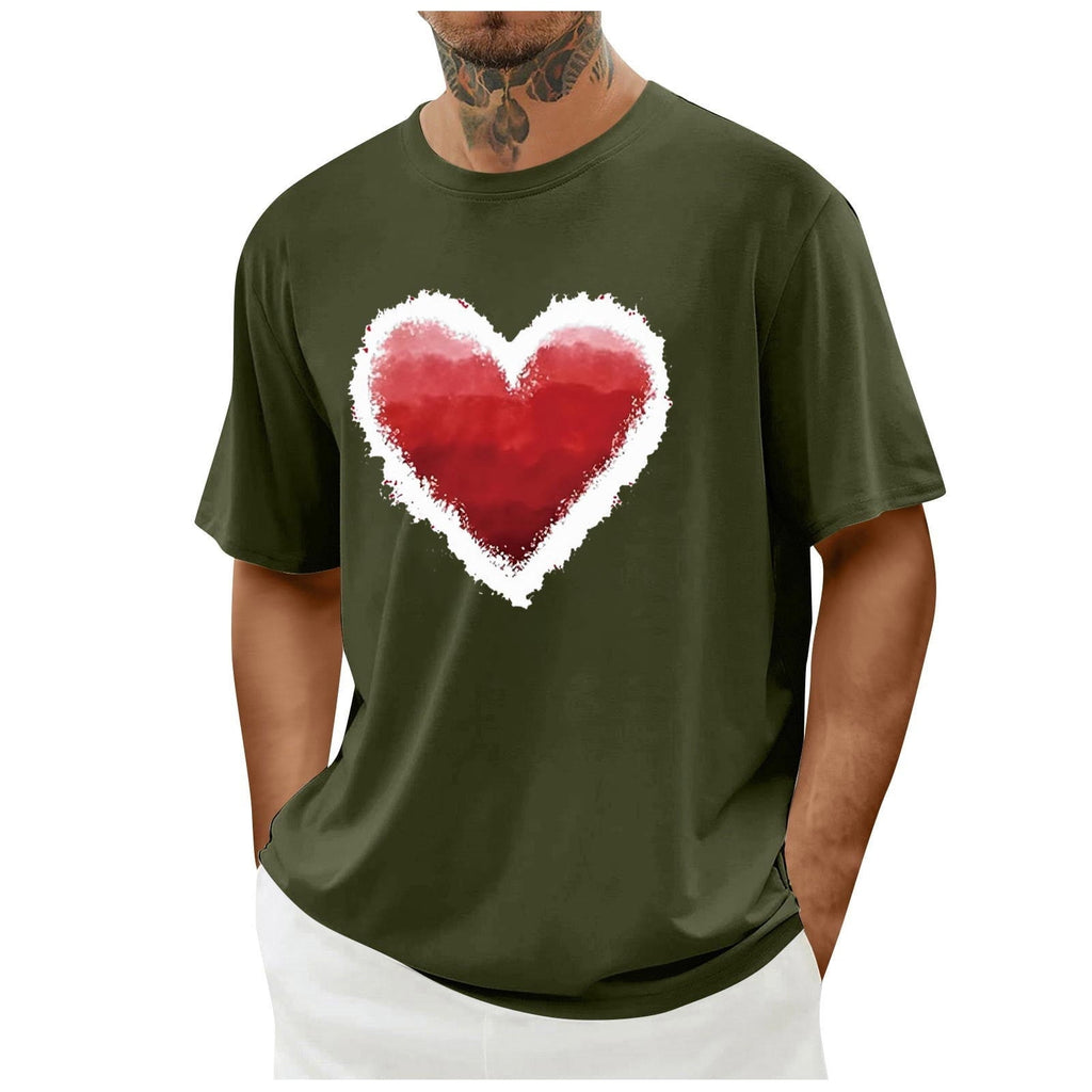 biudgviw Men's Valentines Day Shirt Short Sleeve Casual Printed Graphic Tee Tops Crewneck Lightweight Loose Fit T-Shirt S-XXL