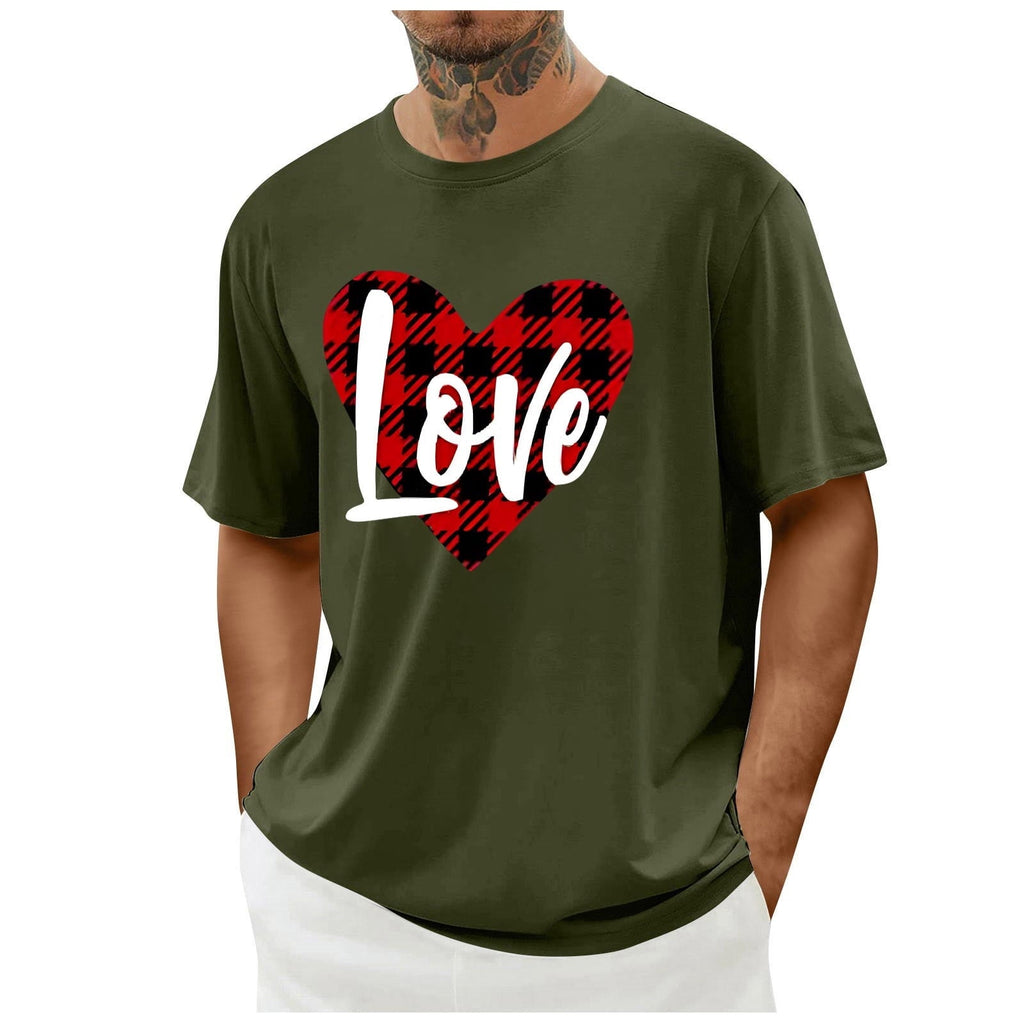 biudgviw Men's Valentines Day Shirt Short Sleeve Casual Printed Graphic Tee Tops Crewneck Lightweight Loose Fit T-Shirt S-XXL