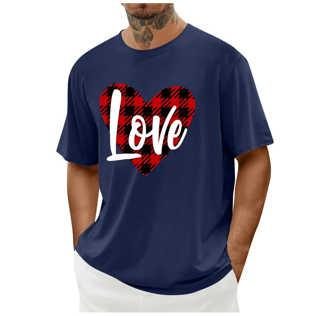 biudgviw Men's Valentines Day Shirt Short Sleeve Casual Printed Graphic Tee Tops Crewneck Lightweight Loose Fit T-Shirt S-XXL