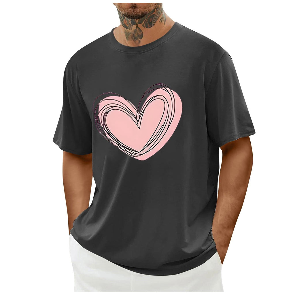 biudgviw Men's Valentines Day Shirt Short Sleeve Casual Printed Graphic Tee Tops Crewneck Lightweight Loose Fit T-Shirt S-XXL