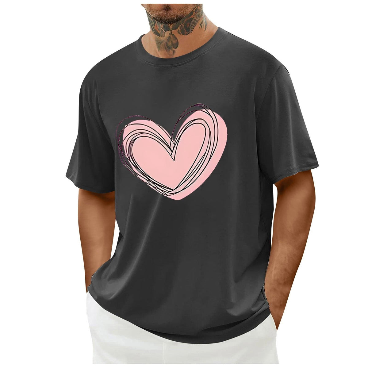 biudgviw Men's Valentines Day Shirt Short Sleeve Casual Printed Graphic Tee Tops Crewneck Lightweight Loose Fit T-Shirt S-XXL