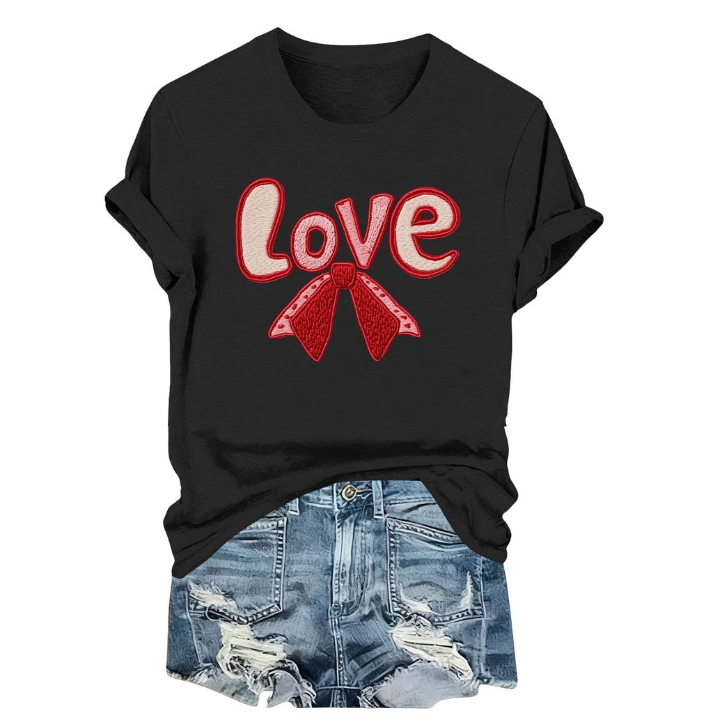 Womens Valentines Graphic Tees Cute Love Valentine Day Tshirts Summer Short Sleeve Casual Tees Pullover, 2XL Black