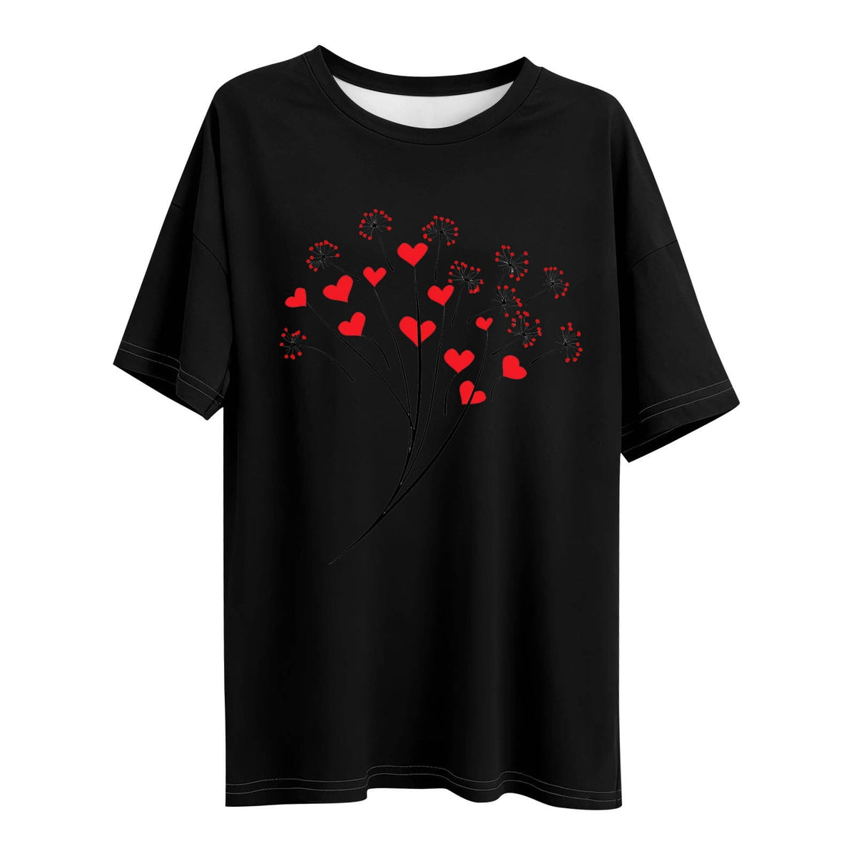 Guluxicc Womens T Shirts Casual Crewneck Short Sleeve Graphic Tops Valentine's Day Tees, Black, XL