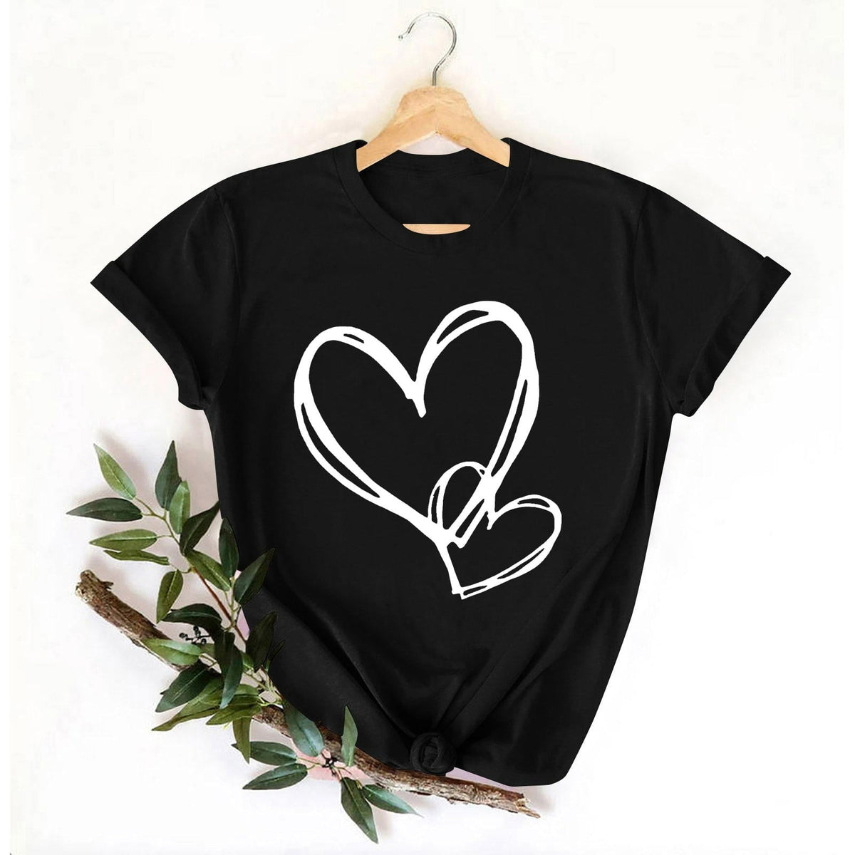 Nmnitkp Womens Tops Casual Crewneck Tee - Valentines Day Graphic Short Sleeve T-Shirt Black,S