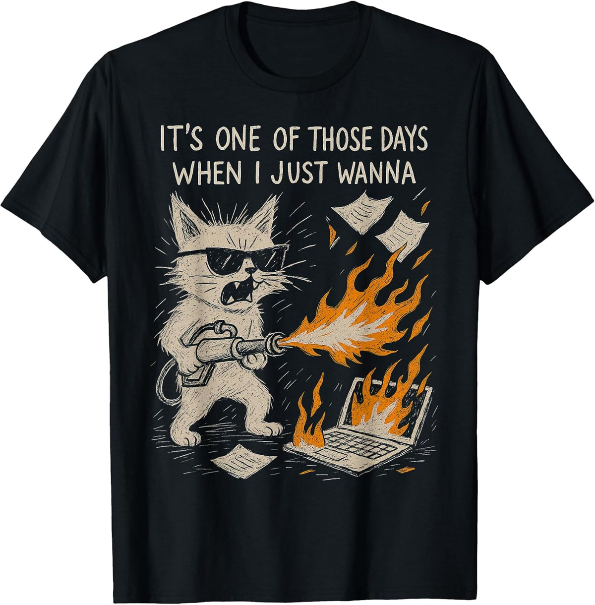 100% Cotton Funny Cat Sarcastic Graphic Tee Men Women Office Coworker T-Shirt