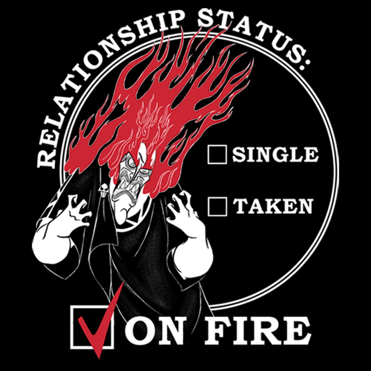 Junior's Hercules Hades Valentine's Day Status, ON FIRE! Graphic Tee Black Medium