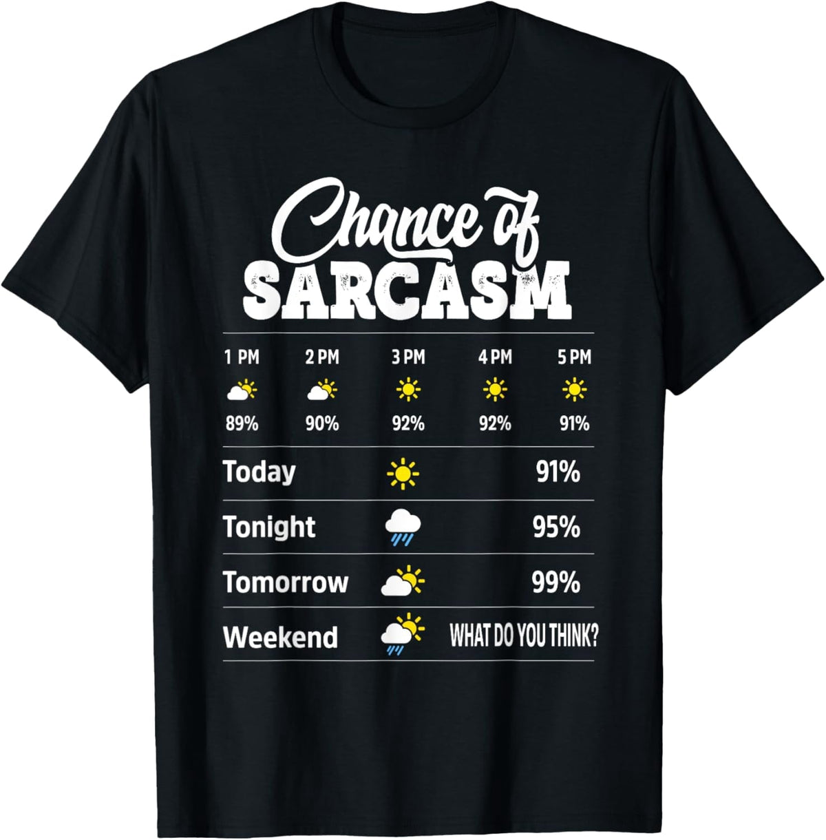 t-shirt Funny Chance of Sarcasm Humor Fun Sarcastic Mens Women T-Shirt.