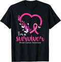 t-shirt I'm A Survivor Breast Cancer Awareness Women T-ShirtMen and women can wear, black T-shirts, gifts. Age: M,L，XL 2XL, 3XL, 4XL